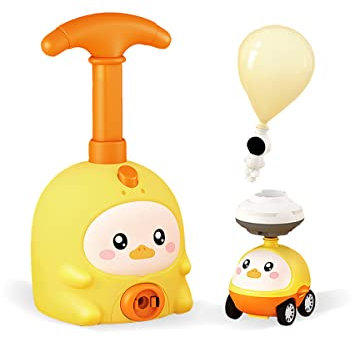 Sobebear Balloon Inertia Cartoy for Kids, Balloon Launcher Powered Car Toy Set, Inertia Balloon Racers Cars Toys, Preschool Educational Science Toys with Manual Balloon Pump (YELLOW)