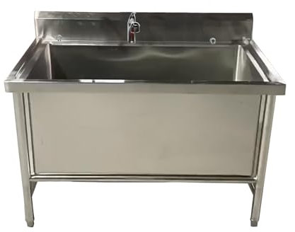 Baignoire pour Grand Chien Inox, Baignoire Pour Chien Sur Pieds, Baignoire professionnelle pour animaux domestiques Pet Bath Tub(60X60cm/23.6X23.6in,Deep:11.8in)