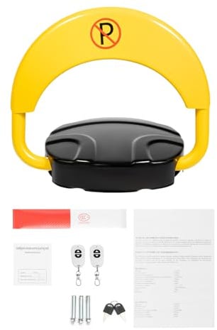Konfiur Parkplatzsperren, Elektrisch Parkplatzsperre mit 30m Fernbedienung, Wasserdicht Automatische Parkplatzsperre, mit 2 Fernbedienungen, Intelligente Auto-Parksperre Alarmfunktionen