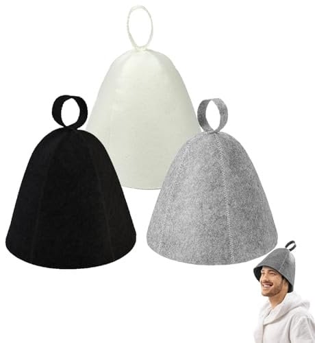 ARROMI 3 sombreros de sauna, gorra de vapor, sombreros de sauna hechos de fieltro de lana, gorra de sauna de fieltro para hombres y mujeres para sala de vapor, sauna callejera y casa de baño, sauna