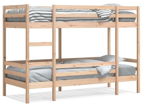 IKAYAA Etagenbett 90x200 Etagenbett Massivholz Hochbett mit Leiter und Zwei Liegeflächen Etagenbett erwachsene-Braun-90 x 200 cm