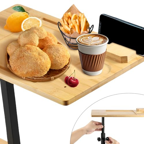 Foppla Couch Side Table 360° Swivel Sofa Tray Table Height Adjustable End Table for Bed or Chair with Phone and Tablet Slots Practical Side Table Tray for Living Room Bedroom Bathroom