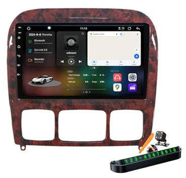 YLOXFW M6 pro plus3, Autoradio Android 14.0 Navi 2 DIN Stereo für B-ENZ S-Class W220 S280 1998-2005 Sat GPS Navigation 9 Zoll Cartablet DVD Multimedia Player FM BT mit Carplay 4G 5G WiFi DSP SWC