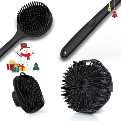 3-teiliges Silikon-Badebürsten-Set, Rückenschrubber und Körperbürste und Gesichtsbürsten-Set, Super-Peeling- und Schaum-Körperschrubber, Duschbürste, Gesichtsschrubber Kombination für Zuhause,