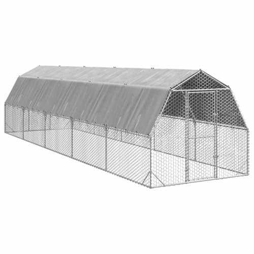 vidaXL Hühnerauslauf mit Dach 2,5x10x2,25 m Stahl verzinkt