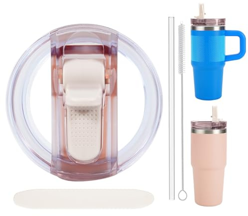 Replacement Leak Proof Tumbler FLIP Lid With Straw - Fit For Stanley ProTour Quencher and Quencher H2.0 14oz Tumbler (Coffee, 14oz)