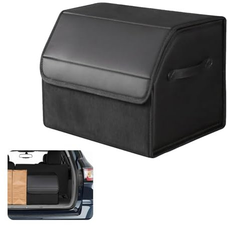 Ysislybin Kofferraum Organizer, Wasserdicht Auto Organizer Zusammenklappbarer Aufbewahrungsbox für Auto Zubehör mit Fächern Leder Limousine Aufbewahrungsbox für Reisen im Freien Camping