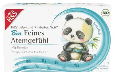 H&S Baby- und Kindertee Nr. 67 - Bio Feines Atemgefühl, 20 Filterbeutel à 1,2 g: Zur Anwendung bei Kindern nach dem 4.-6. Monat - mit würzig-mildem Thymian & süßaromatischem Apfel