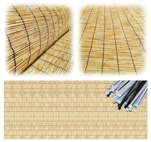 Haie de clôture de jardin en bambou durable de 2 x 5 m, idéale pour le jardin et la terrasse, solution d'intimité