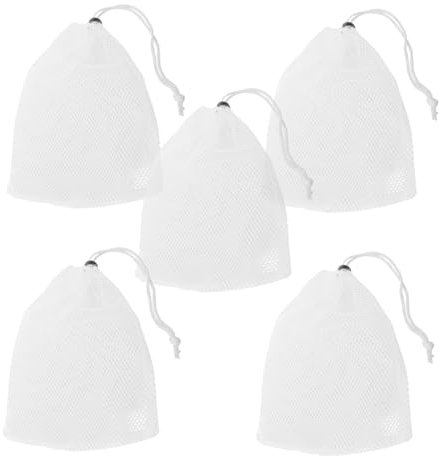 Mikikit 5 Stück Aufbewahrungstasche Reisen Beutel Tasche Mit Kordelzug Wiederverwendbar Lagerung Männer Groß Kordelstring Taschen Für Klein BH-Organizer Reisetasche Polyester Weiß