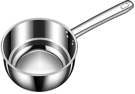 Stielkasserolle, Rostfreier Edelstahl, Für alle Herdarten geeignet, Praktische Messskala, Butter-, Soßen- und Milchtopf mit Ausgießer, Kochtopf Induktion Kochtopf klein (14cm)