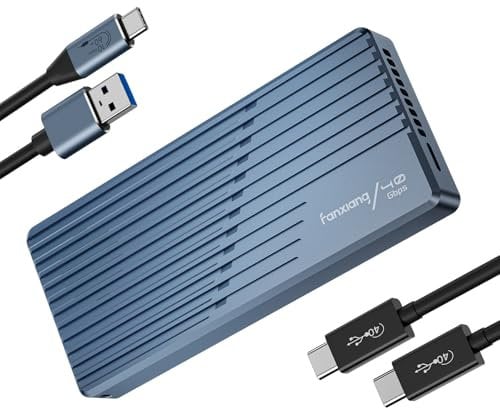 fanxiang 40Gbps M.2 NVMe SSD Enclosure with Cooling Fan, Aluminum NVMe Enclosure, Up to 3793MB/s, Compatible with Thunderbolt 4/3, USB4/3.2/3.1/3.0/2.0, for 2280/2260/2242/2230 SSD (only M-Key)—MP400