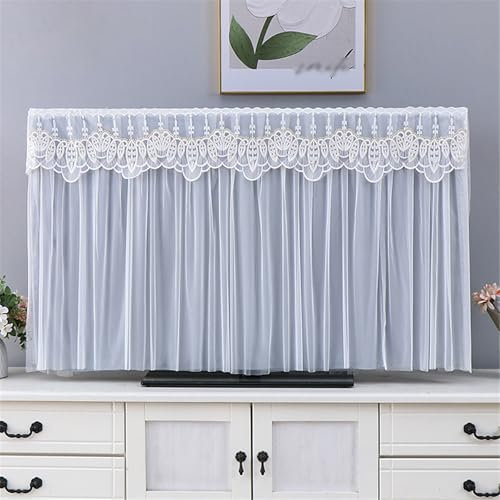HAJHI Tv Cover Living Room Decoration, Mesh Non-Woven Dustproof All-Inclusive Non-Slip Elasticated for Computer Led Plasma Television(60in(135 * 80cm),Gray-B)