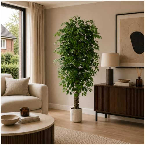 TNGGNT 6FT Artificial Ficus Trees Indoor, Tall Artificial Tree With Pot
