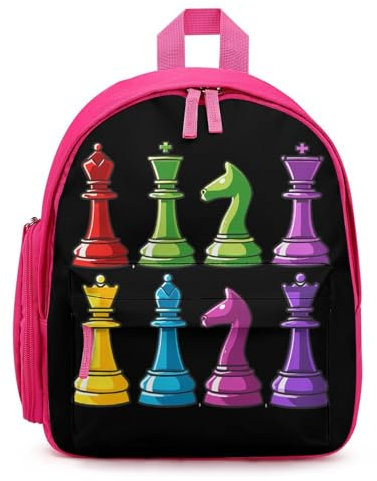 Retro Board Game Chess Laptop Backpack Cute Travel Daypack Lightweight Work Bag for Office School Pink-Color