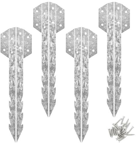 4pcs Railway Sleepers Brackets, 30cm Heavy Duty Sleeper Stakes, Galvanised Steel Jagged Sleepers Brackets for Garden Timber Planter Beds for Driveway Garden Edging