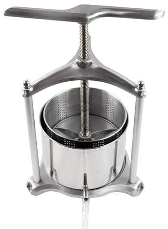Manuelle Weinpresse mit 6 l Aluminiumrahmen und Eimer aus 304 Edelstahl – ideal für Käse, Gemüsefüllungen, medizinische Rückstände und Wasserextraktion