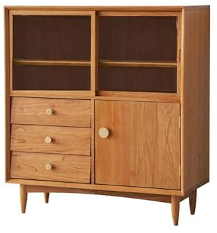SFANIIX Buffetschrank Massivholz Sideboard Küche Lagerschrank Kirsche Esszimmer Möbel Home Living Eingang Tisch Dekoration