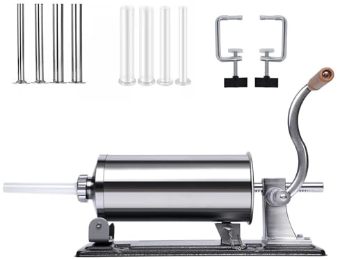Wurstfüller Manuell,Wurstmaschine,Horizontale Handkurbel-Wurstfüller,6-Pfund-Wurstfüllmaschine,Haushalts-Edelstahl-Wurstmaschine, Mit 8 Fülltrichtern,Hochwertige Wurstfüllmaschine,Wurstpressmaschine
