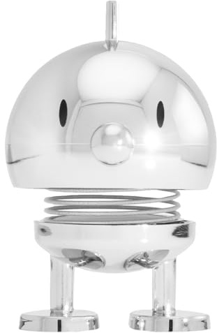 Hoptimist Bumble Wobbly Figure Decoration – Scandinavian Desk and Office Gadget – Fun Collectible Gift for Men and Women – Danish Design – ABS Plastic – 5.8 x 3.5 cm – X-Small – Chrome