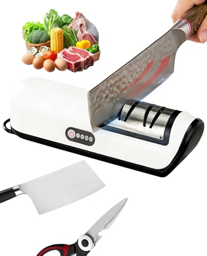 Xivicii Cordless Electric Knife Sharpener with 2 Speed Settings – Rechargeable Automatic Sharpening for Rough & Fine Edges, USB Powered for Kitchen Use