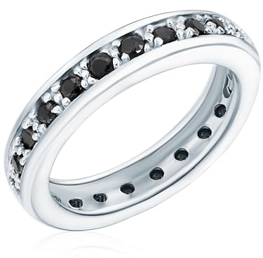 Rafaela Donata Damen Ring 925/- Sterling Silber | rhodiniert, Memoirering, Zirkonia, schwarz
