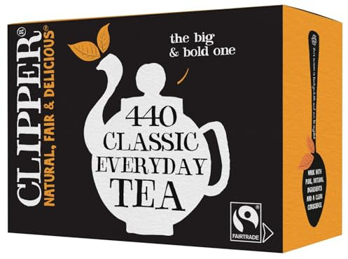 Clipper Classic Everyday One Cup Teabags | Black Tea Bags | Natural, Unbleached, Plant-Based Biodegradable & Non GM Teabags | Eco Conscious, All Natural & Fair Trade Tea (440 Teabags)
