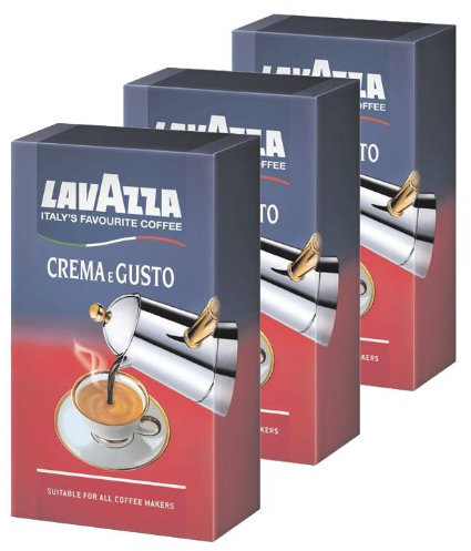 Lavazza Crema E Gusto, Café moulu, convient pour cafetière Moka, Lot de 3, 3 x 250g