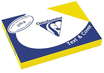 Clairefontaine 2720C Druckerpapier Text & Cover DIN A4, 21 x 29,7cm, 270g, 1 Ries mit 100 Blatt, Ledergeprägt Gelb