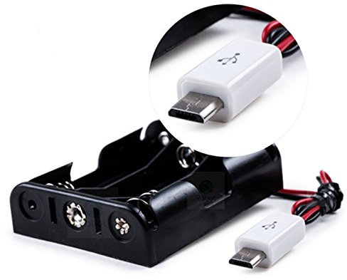 CQRobot MicroUSB Battery Holder (3xAA), Can Hold 3 AA Batteries. Compatible with Arduino Controllers with micro USB interface.