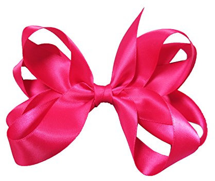 PrettyBoutique 6 Inches Girls Large Ribbon Boutique Ponytail Hair Bun Bow Clips Accessories (Fuchsia)