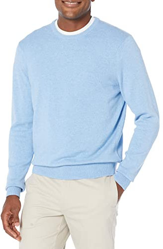 Amazon Essentials Herren Langärmliger Pullover Mit Rundhalsausschnitt, 100% Baumwolle, Erhältlich In Groß Und Schwer, Hellblau Heidekraut, XL