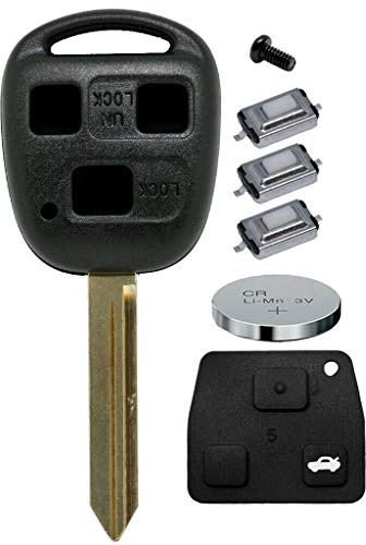 Auto Schlüssel Funk Fernbedienung 1x Gehäuse 3 Tasten TOY47 + 1x Tastenfeld + 3X Mikrotaster + 1x CR2016 Batterie für Toyota
