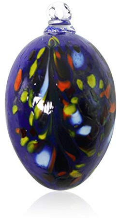 Lauschaer Glas Ostereier aus Glas mit Granulat Verschiedene Größen und Sets mundgeblasen handgeformt (d 5cm L 8cm, Hyazinthblau)