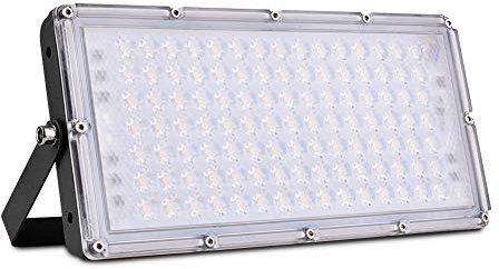 Sararoom Focos LED Exterior 100W, 10000LM Super Brillante Foco LED, 3000K Blanco cálido Proyector LED Exterior, IP65 Impermeable Luces de Seguridad Lámpara de pared para Jardín Garaje Césped Estadio