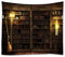A.Monamour Wandteppiche Magic Retro Vintage Bücherregal Bücherregal Voller Bücher Märchenszene Abstrakten Hintergrund Boho Hippie Mandala Wandbehang Tapisserie Wandbild Dekore Tischdecke 180x230cm