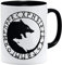 OM3® Tasse en céramique avec runes Yin Yang Loups | 325 ml | Symbole Vikings Wolves Logo Nordic Warrior | Noir