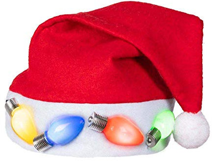 Boland 13448 - LED Weihnachtsmütze, mit 3xAG13/LR44 Batterien, Nikolaus, Santa Claus, Kopfbedeckung