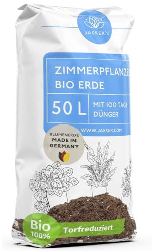 Bio Blumenerde Zimmerpflanzen Erde 50 L - Um 45% torfreduzierte Pflanzenerde mit Dünger - Erde für Pflanzen - Zimmerpflanzenerde - Erde Zimmerpflanzen - Grünpflanzenerde - Universalerde
