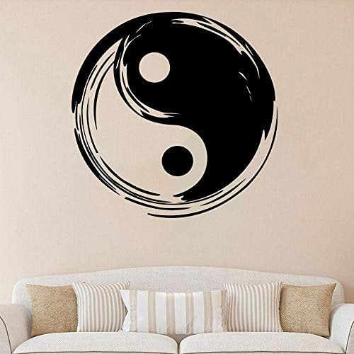 NSRJDSYT Yin Yang Vinyl Wandtattoo Yoga Fitness Studio Yin Yang Wandaufkleber wasserdicht abnehmbar Vinyl Dekor für Schlafzimmer 57x57cm