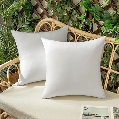 Woaboy 2er Set Outdoor Kissenbezüge Wasserfeste Kissen Wasserdicht Kissenhülle Dekohülle Sofakissen Moderne Couchkissen für Draußer Sofa Balkon Terrasse Garten 45 x 45 cm Weiß