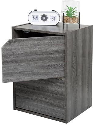 Iris Ohyama, Bücherregal, Möbel mit 2 Türen und 2 Einlegeböden, Einfache Montage, Design, Modular, Büro, Schlafzimmer, Wohnzimmer - Module Shelf MDB-2D- Eiche Grau