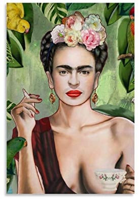 JUYT Kunstdruck auf Leinwand, Motiv: Frida Kahlo Con Amigos, 50 x 75 cm