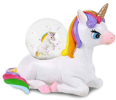 COTA Globa Einhorn Schneekugel Dekor - Rosa Funkeln Regenbogen Figur, Coole Ornament Miniatur für Wohnkultur - 45mm