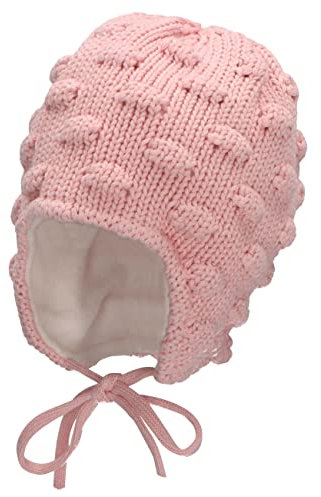 Sterntaler Baby Mädchen Strickmütze Baby GOTS Strickmütze Mütze - Baby Strickmütze, Mütze Baby - aus Baumwolle mit Bindeband - rosa, 45