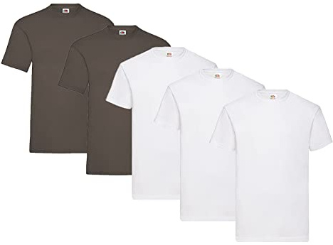 Fruit of the Loom Men's Valueweight T-Shirt, Pack of 5, XXL