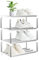 OLYREO Weißes Schuhregal Klein 4 Etagen, Stapelbar Mini-Schuhregal Leichtes Schuhregal, Aufbewahrung, Schuhständer, Organizer für Eingangsbereich, Flur, Schnelle Montage