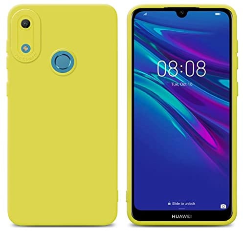 Cadorabo Hülle kompatibel mit Huawei Y6 2019 Schutzhülle TPU Silikon Case Liquid Design mit Kameraschutz Slim Kratzfest Weiche Gummi mit Rundumschutz Case Hülle für Huawei Y6 2019 in Gelb