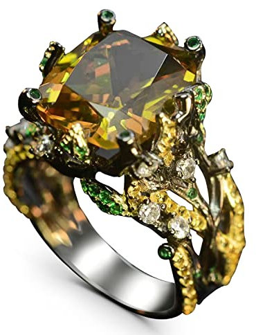 Alexandrit Ring Edlen Schmuck Schmuck für Frauen Zauberwald SchwarzGelb Gold Sterling Silber Stilvoller Ring