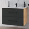 Planetmöbel LUX Badmöbel Waschtisch mit Waschbecken 70 cm, Keramik Waschbecken mit Unterschrank Gold Eiche/Anthrazit
